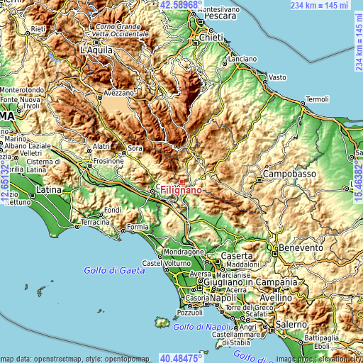 Topographic map of Filignano