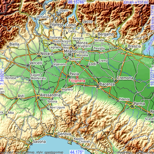 Topographic map of Filighera