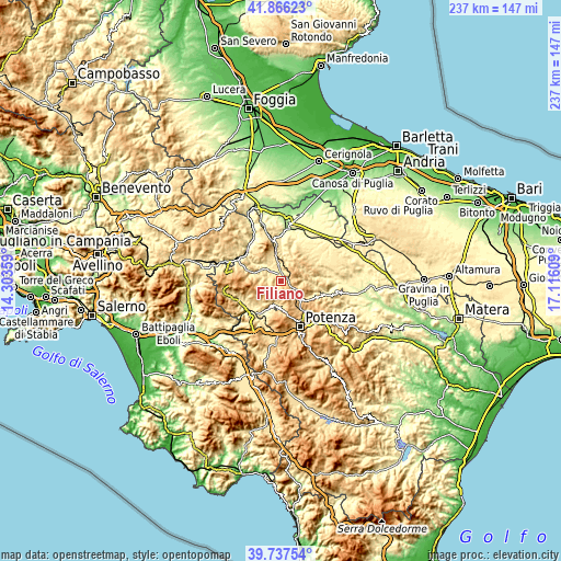 Topographic map of Filiano