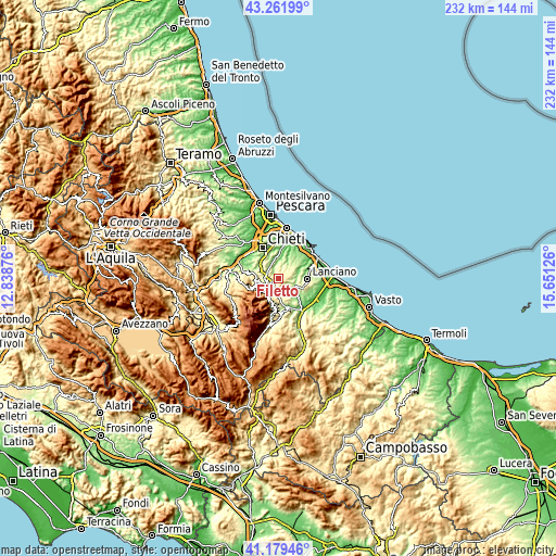 Topographic map of Filetto