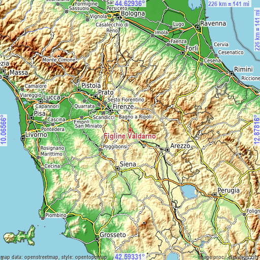 Topographic map of Figline Valdarno