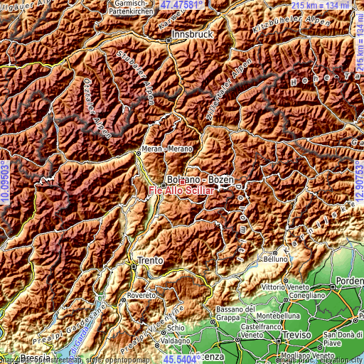 Topographic map of Fiè Allo Sciliar