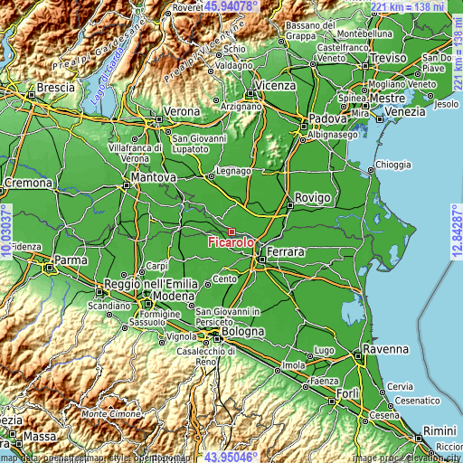 Topographic map of Ficarolo