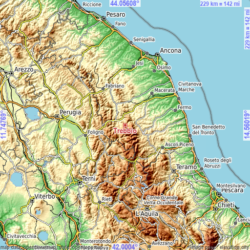 Topographic map of Trebbio