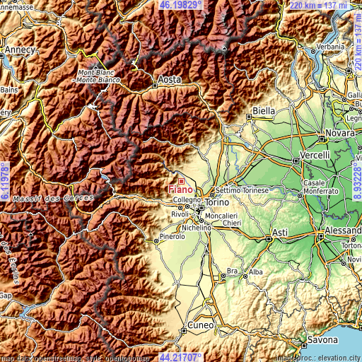 Topographic map of Fiano