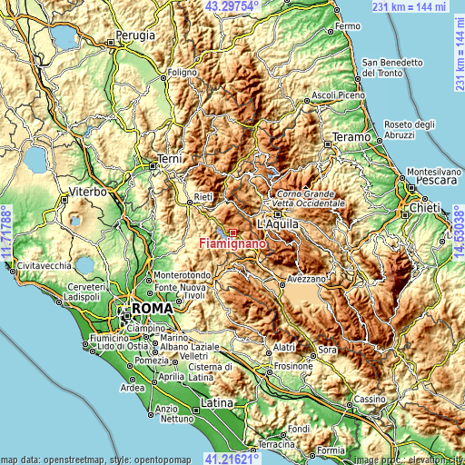 Topographic map of Fiamignano