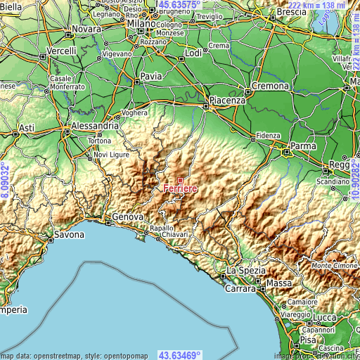 Topographic map of Ferriere