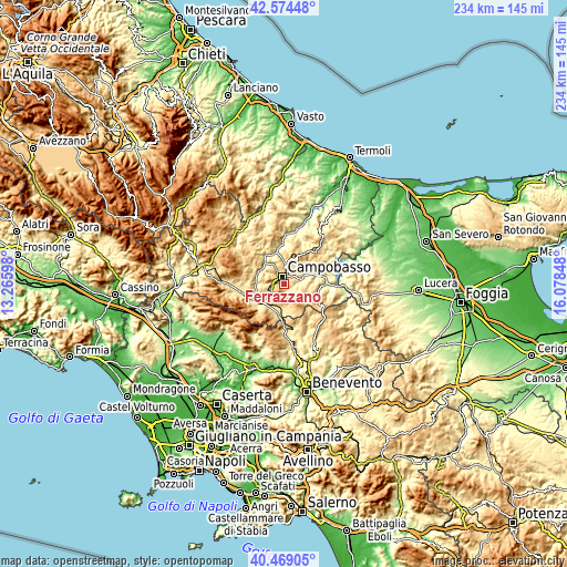 Topographic map of Ferrazzano