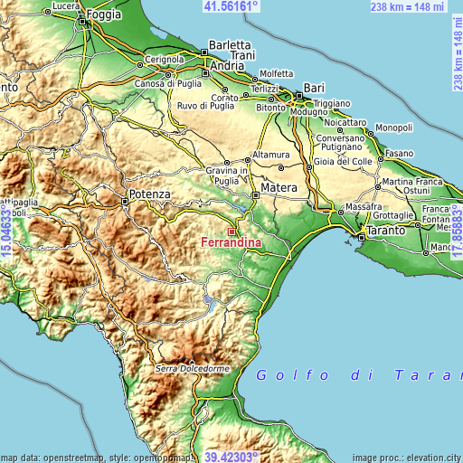 Topographic map of Ferrandina