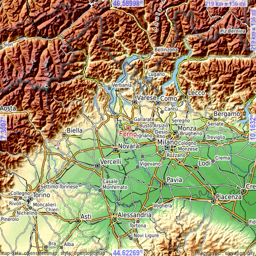Topographic map of Ferno