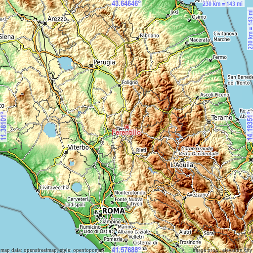 Topographic map of Ferentillo