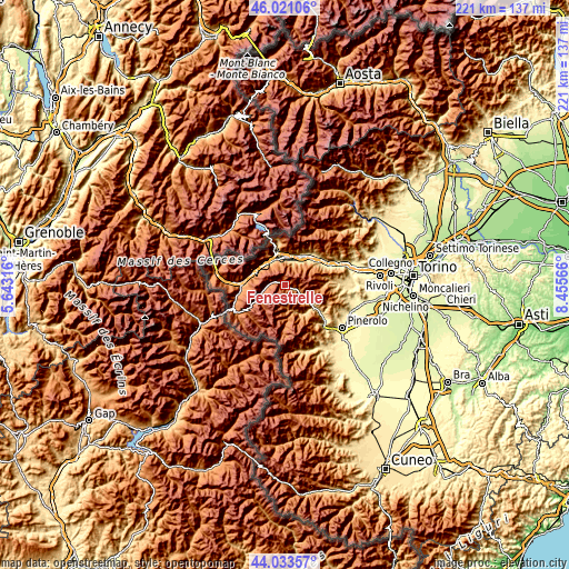 Topographic map of Fenestrelle