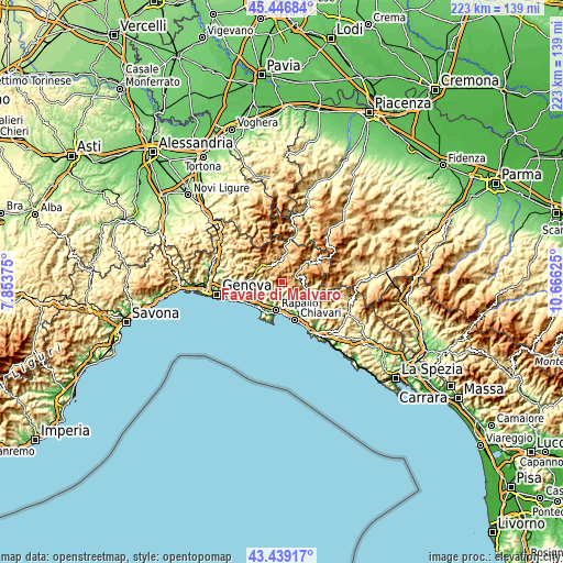 Topographic map of Favale di Malvaro