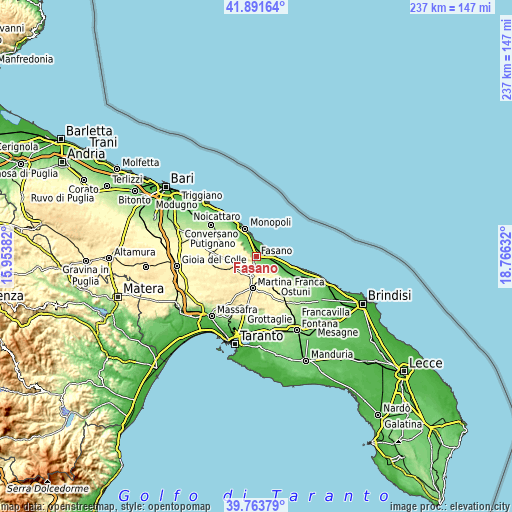 Topographic map of Fasano