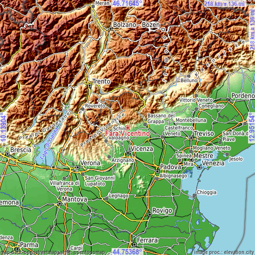 Topographic map of Fara Vicentino