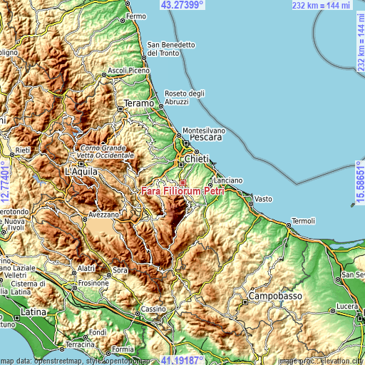 Topographic map of Fara Filiorum Petri