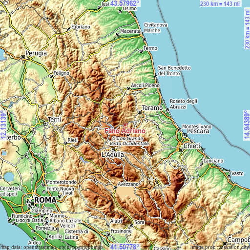 Topographic map of Fano Adriano