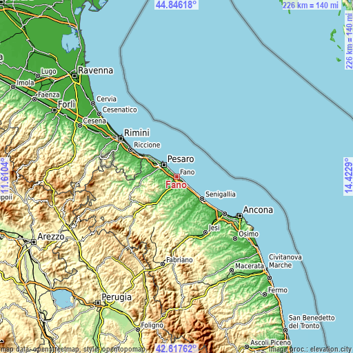 Topographic map of Fano