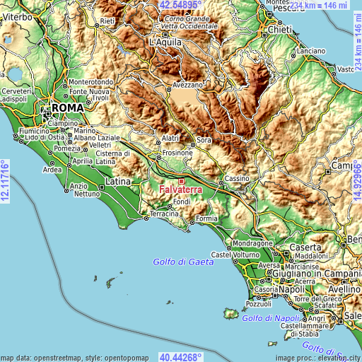 Topographic map of Falvaterra