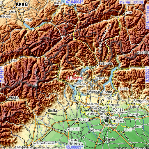 Topographic map of Falmenta