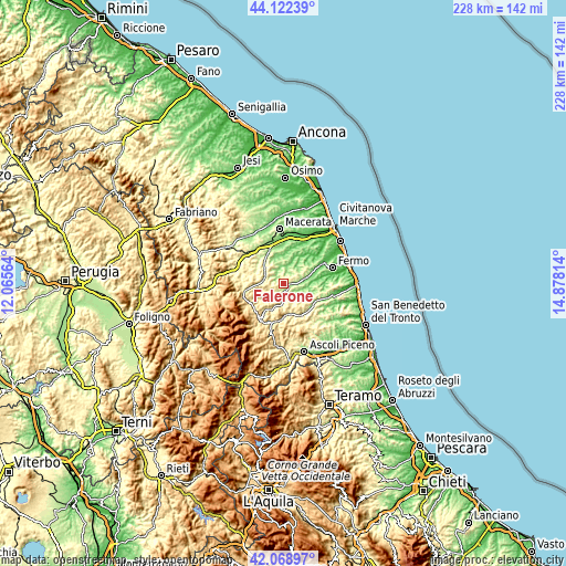 Topographic map of Falerone