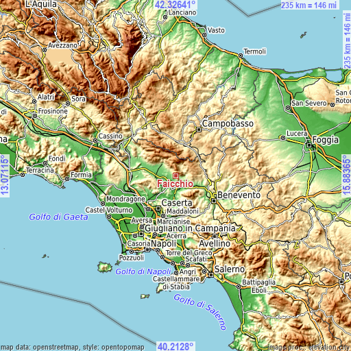 Topographic map of Faicchio