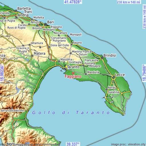 Topographic map of Faggiano