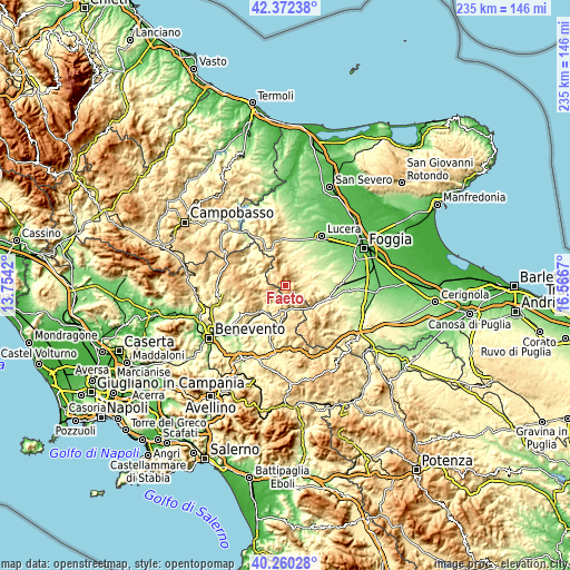 Topographic map of Faeto