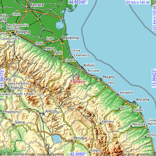 Topographic map of Faetano