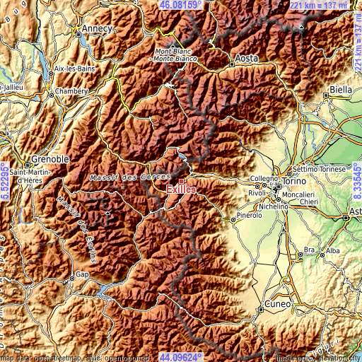 Topographic map of Exilles