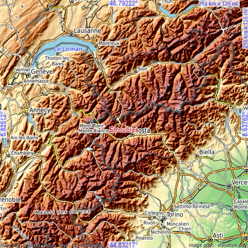 Topographic map of Etroubles