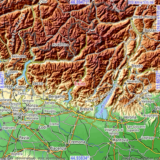 Topographic map of Esine