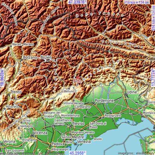 Topographic map of Erto