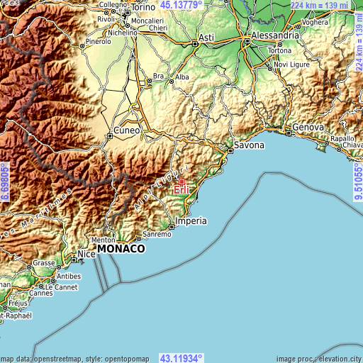 Topographic map of Erli