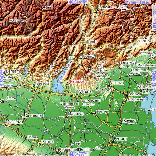 Topographic map of Erbezzo