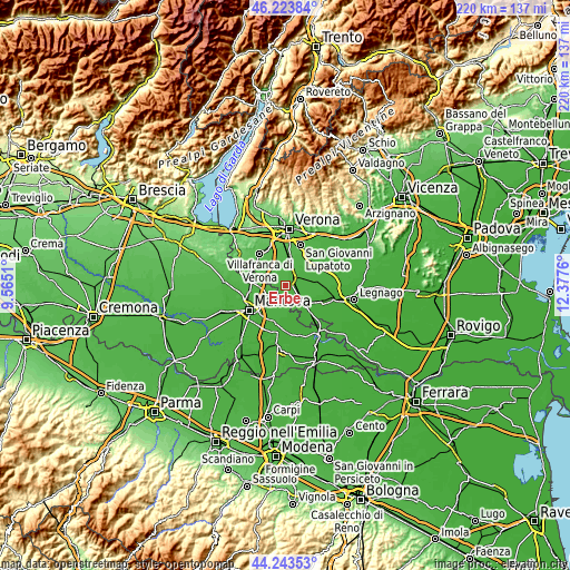 Topographic map of Erbè