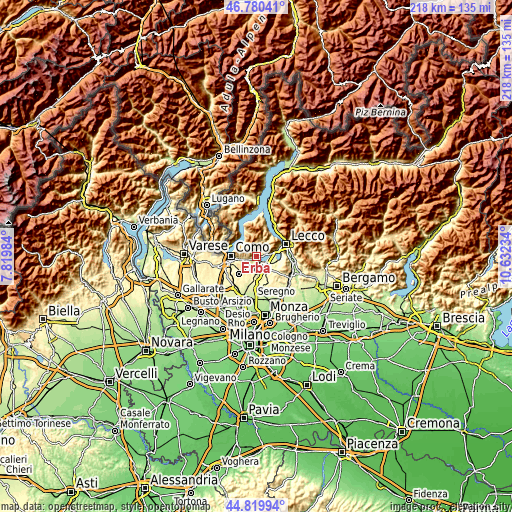 Topographic map of Erba