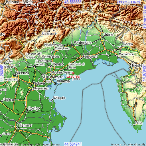 Topographic map of Eraclea