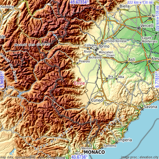 Topographic map of Envie