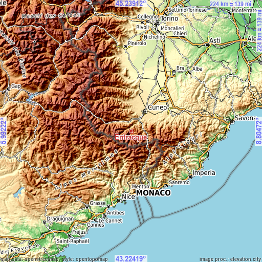 Topographic map of Entracque