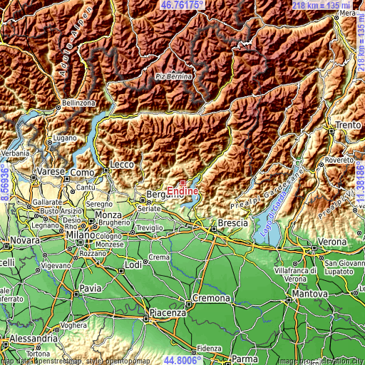 Topographic map of Endine