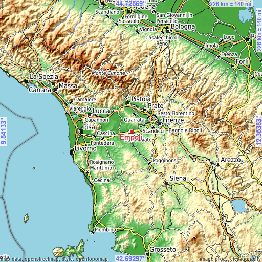 Topographic map of Empoli