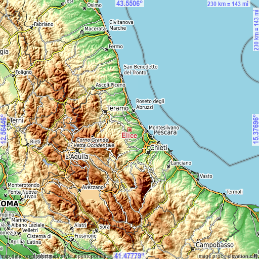 Topographic map of Elice