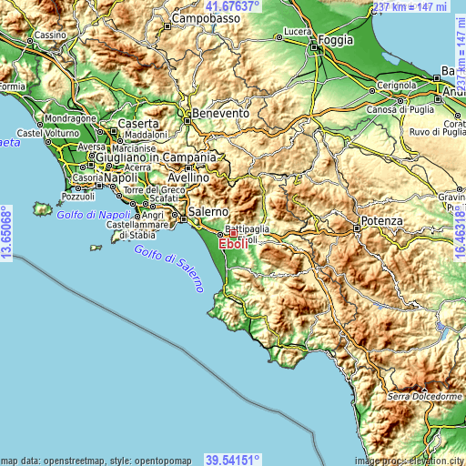 Topographic map of Eboli