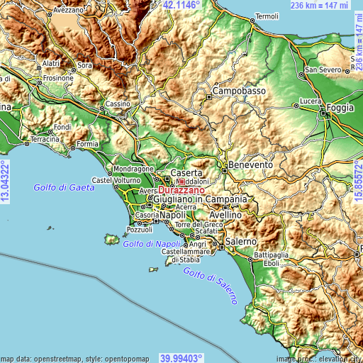 Topographic map of Durazzano