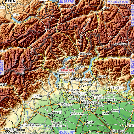 Topographic map of Dumenza