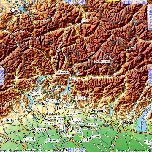 Topographic map of Dubino