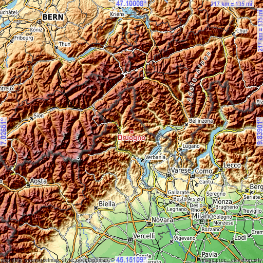 Topographic map of Druogno