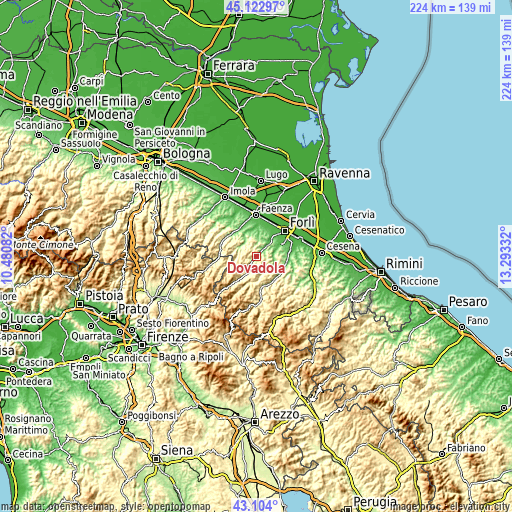 Topographic map of Dovadola