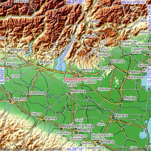 Topographic map of Dossobuono